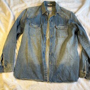 Levis Western Denim Shirt Mens Medium Blue Standard Fit